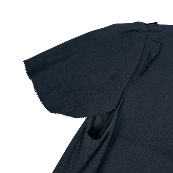 Maje Mini Dress Womens 36 Black Cap Sleeves Round Neck Casual Front Twist Detail - Picture 5 of 9